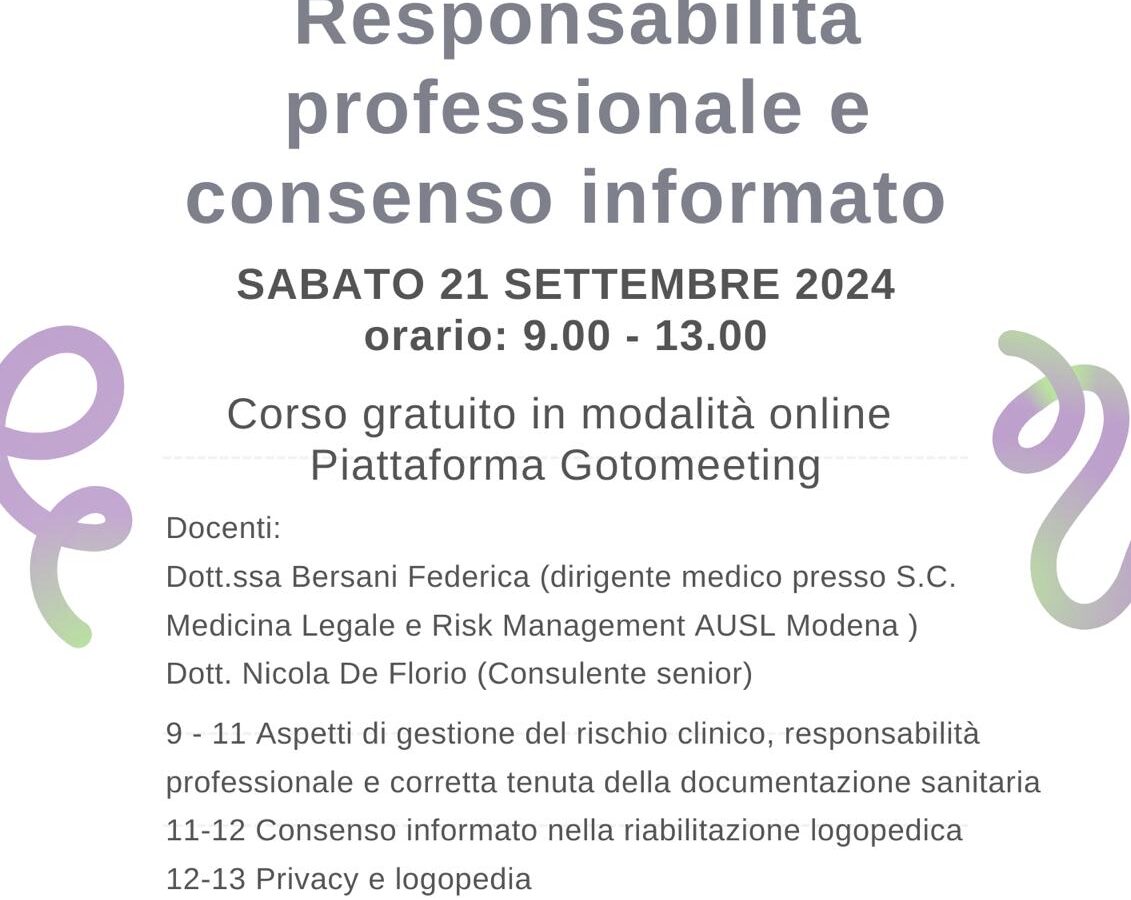 Corso Ordine MO-RE e PR gratuito: "Responsabilità professionale e consenso informato"